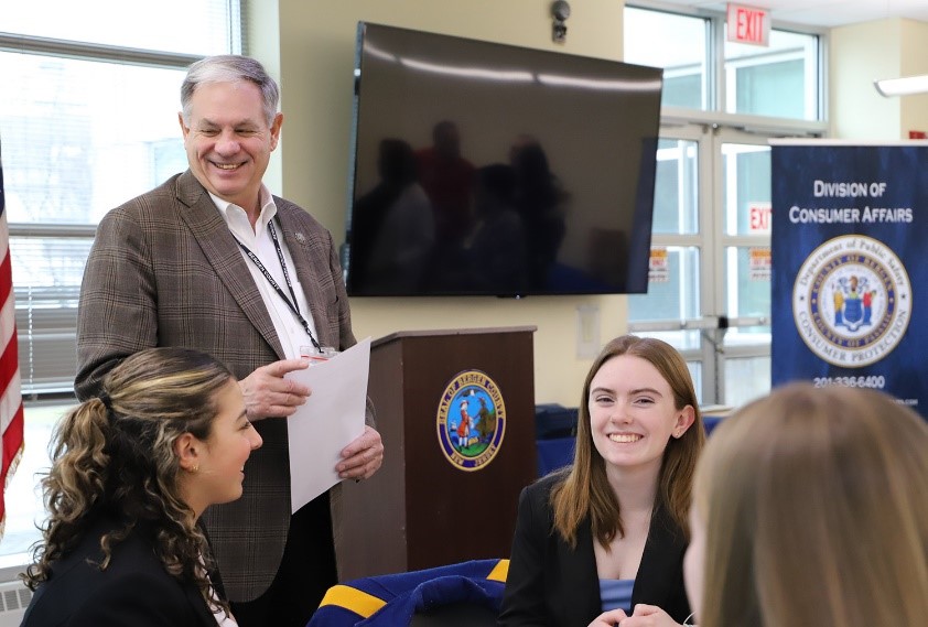 bergen county executive james j. tedesco iii greets students