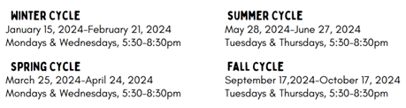 2024 sesonal schedule